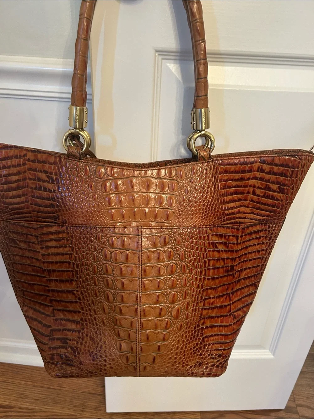 Brahmin Ruby satchel leather Melbourne Pecan handbag. Toasted almond